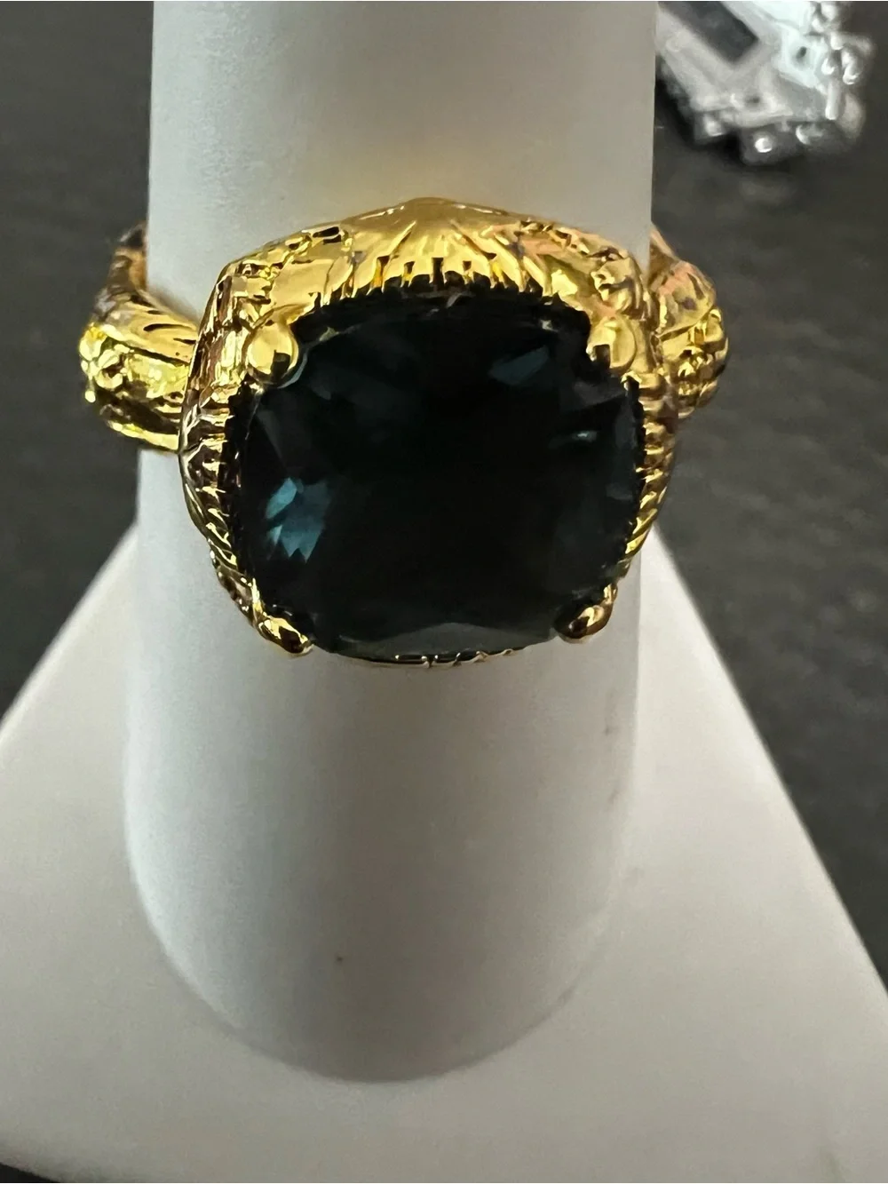 Gold and Blue Gemstone Cocktail Ring - Women's Fashion Statement